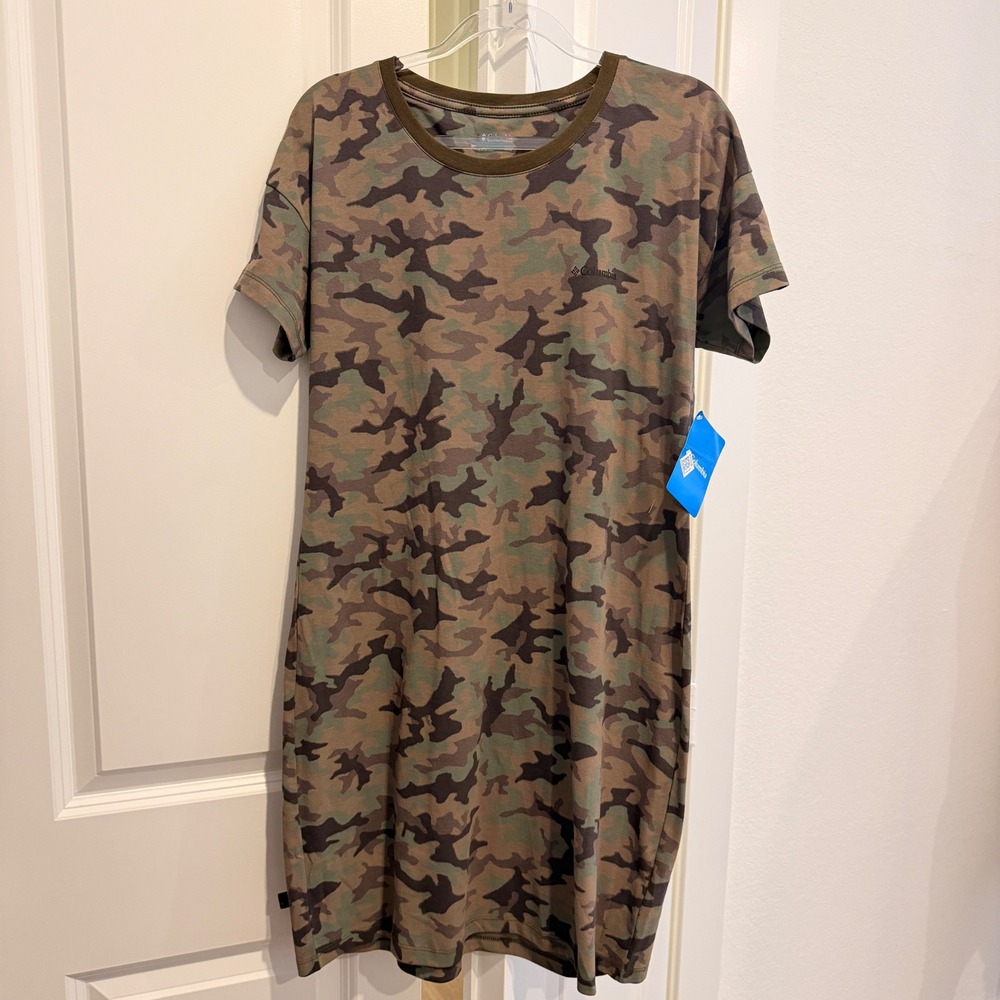 Columbia Casual Dress Womens Medium Camo Short Sleeve T-Shirt Dress